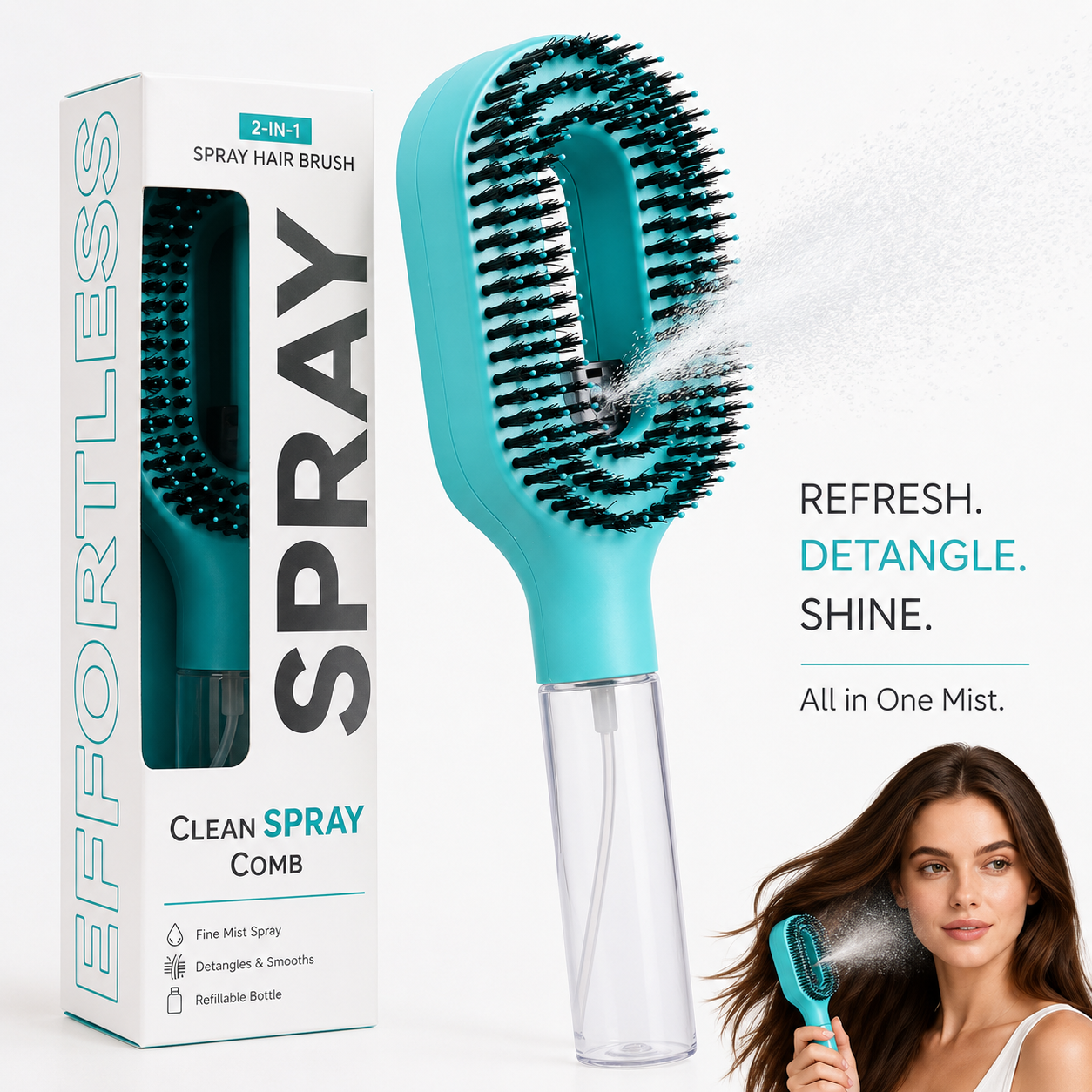 Klarven SleekMist™ 2-in-1 Spray Hair Brush
